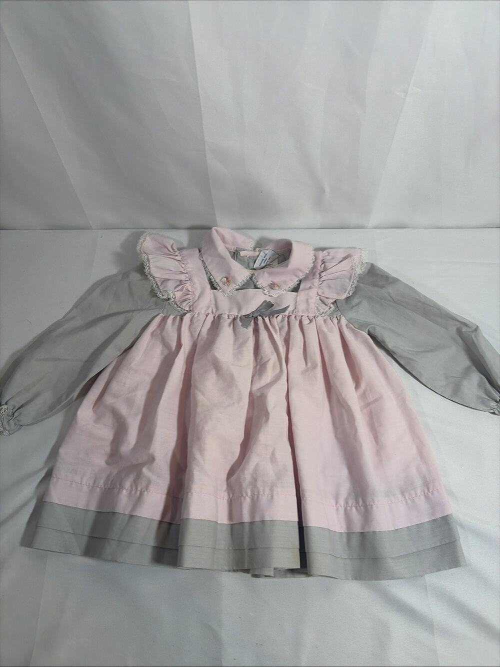 Vintage Baby Dress Nana's Pet JC Penny pink and grey - 2T
